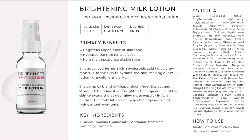 Asia Inspired Brightening Hyaluronic Milk Lotion